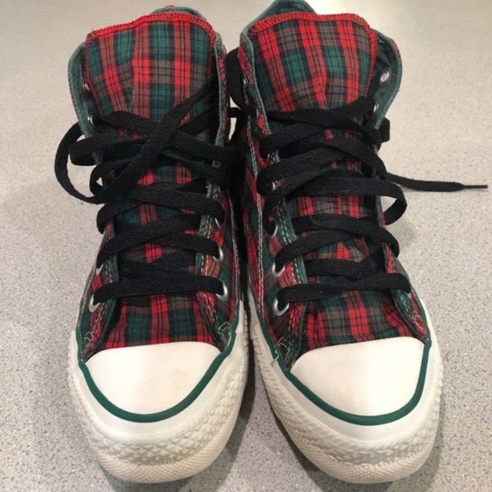 Converse All-Star High Tops Christmas Plaid RARE